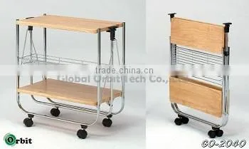 Easy folding kitchen serving trolley cart