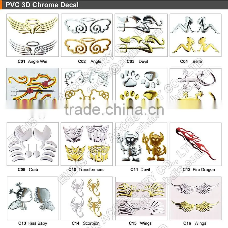 silver chrome 3d sticker motorcycle logo sticker