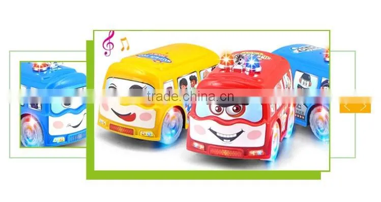 Best selling cartoon electric music scale model plastic toy bus
