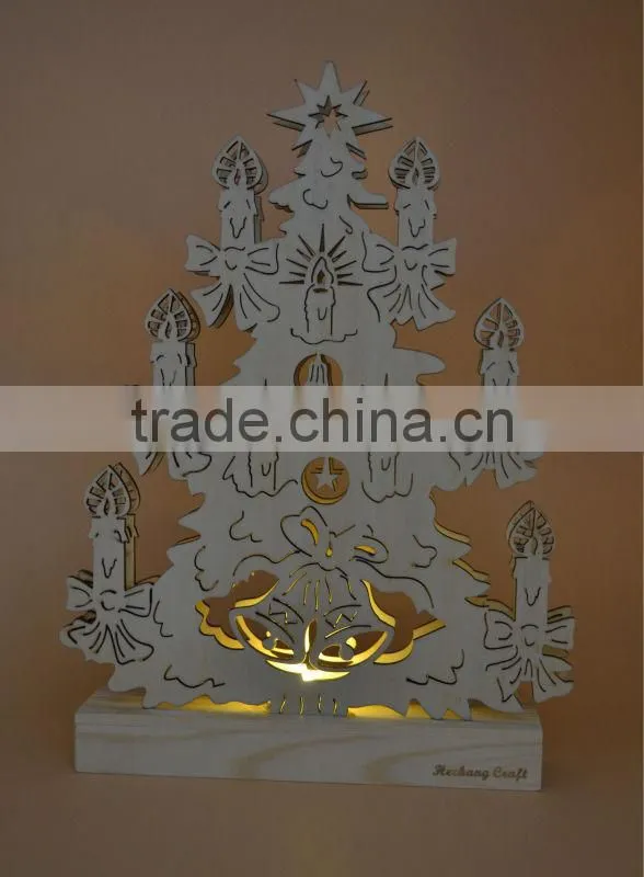 wooden Christmas decor gift with light