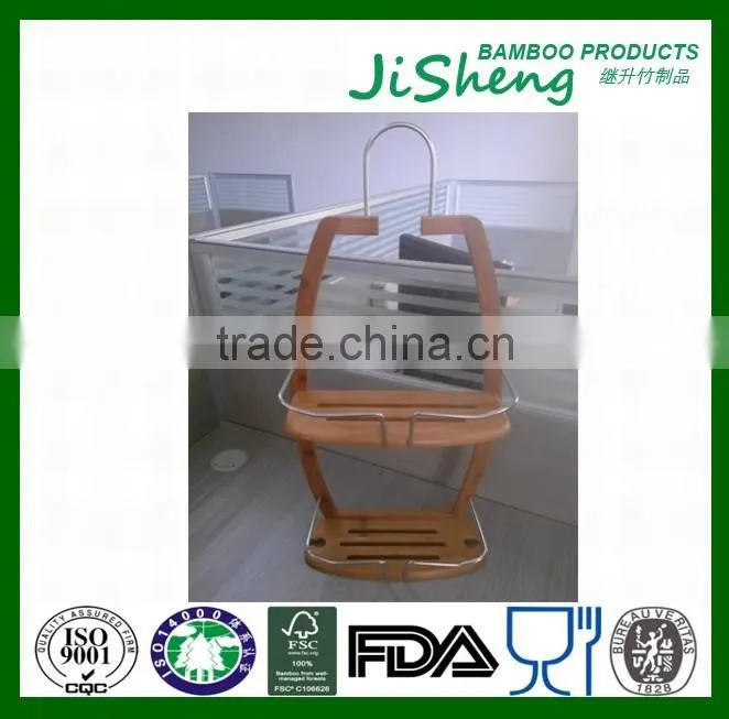 TOP Quality Bamboo Bathroom Shower Tub Hanging Caddy with LFGB & FDA