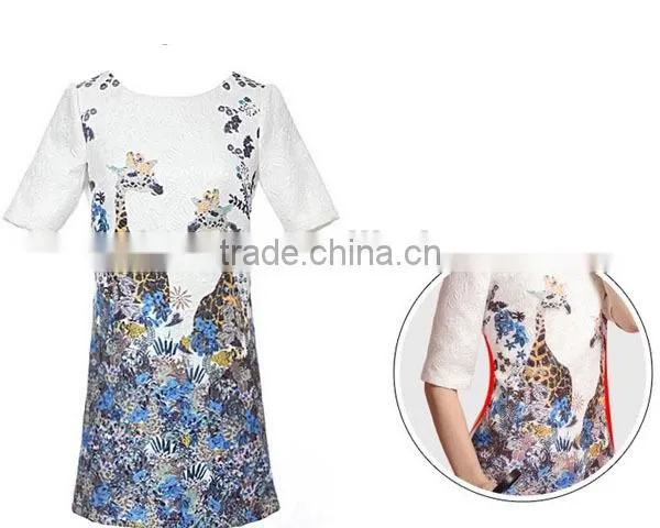HD-D121 elegant women embossed fashion OL dress/casual ladies dress