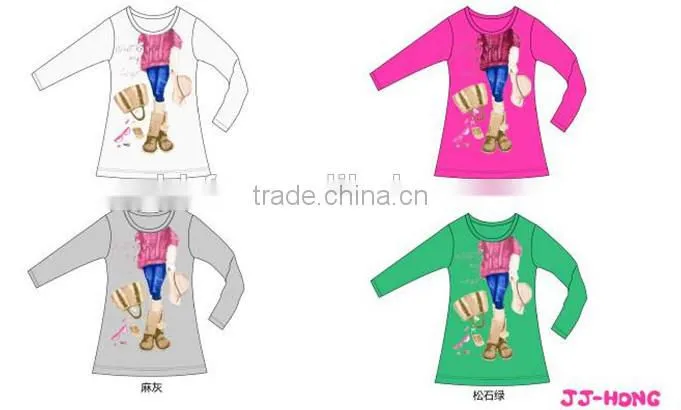 high quality Girl's long t-shirt wholesale china kids clothing