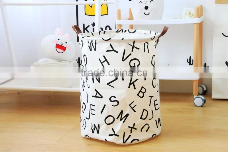 Children Storage Bag Laundry Organizer Bag Leather Handles for Kids Dirty Clothes