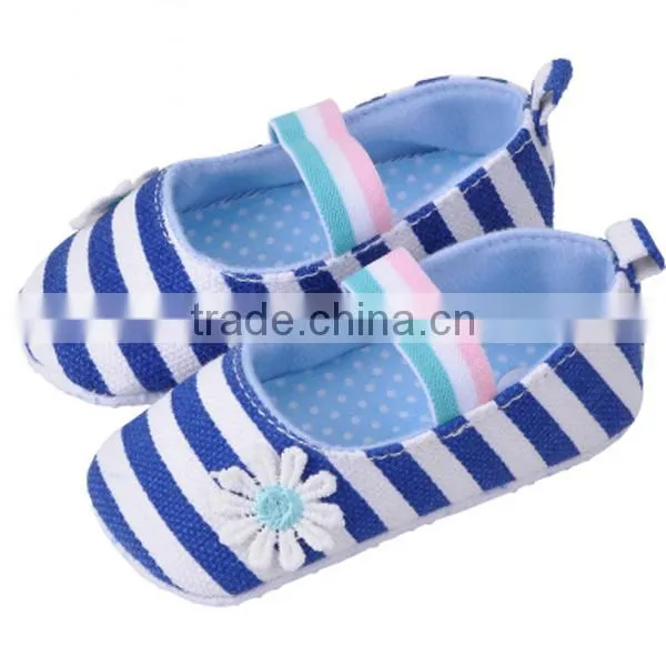 soft sole stripe pretty sun flower anti slip baby girl shoes