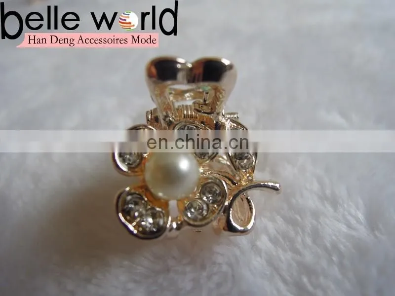 Wedding Flower Rhinestone Pearl Mini Hair Claw Clips