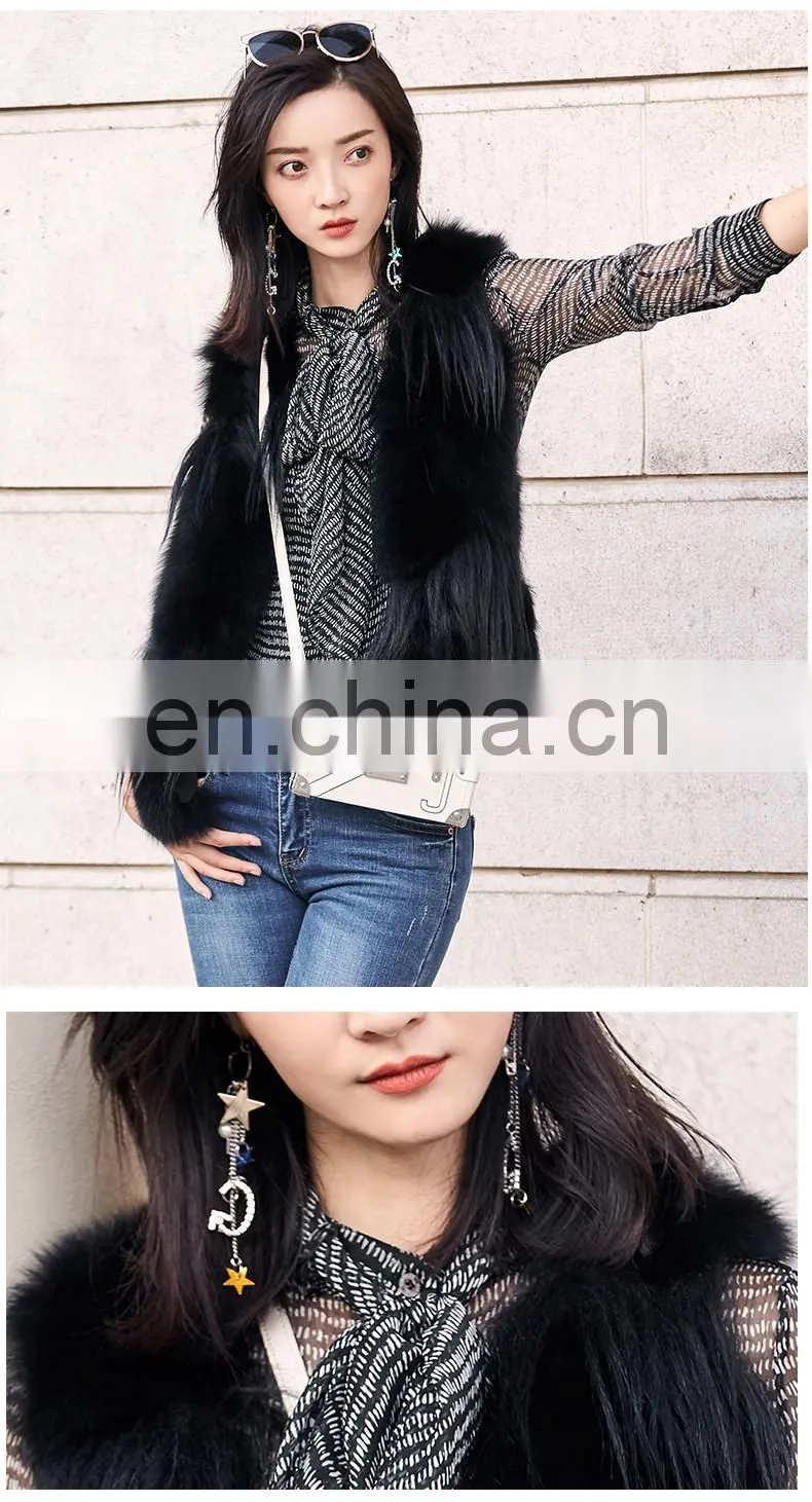 Popular Lovely Fox Fur Vest Beautiful Good Quality Girl Fox Short Fur Vest