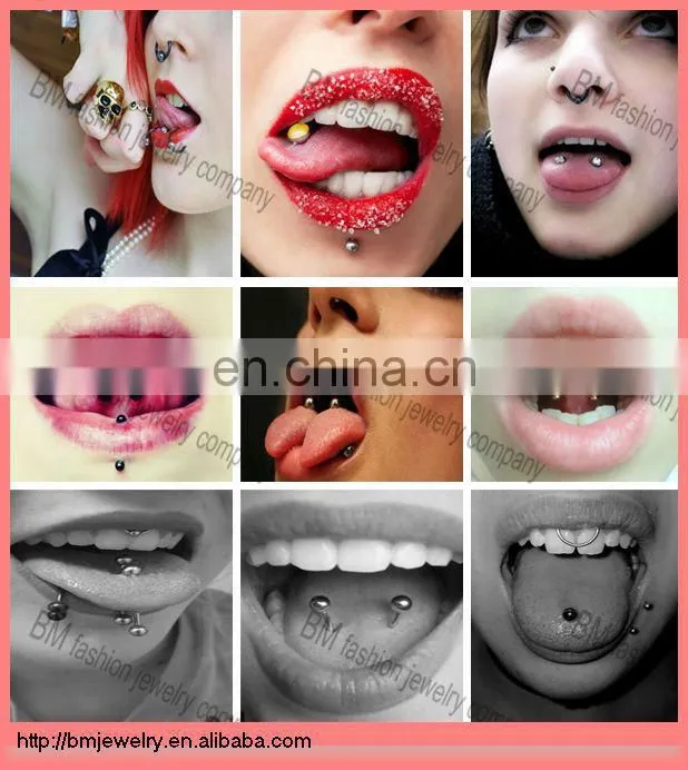 Stainless steel vibrating tongue barbell ring body piercing jewelry