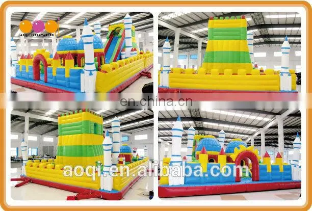 AOQI outdoor rocket fun city kids fun equipment inflatable fun city inflatable playground with free EN14960