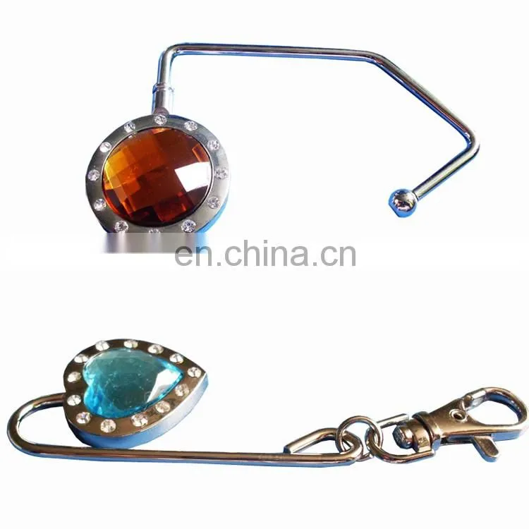 Women portable metal elegant purse hanger / bag honger with logo