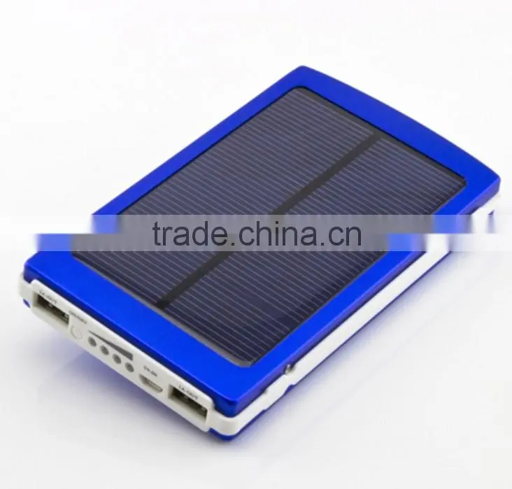 2014 good sell high efficiency 10000mah dual usb output solar power bank