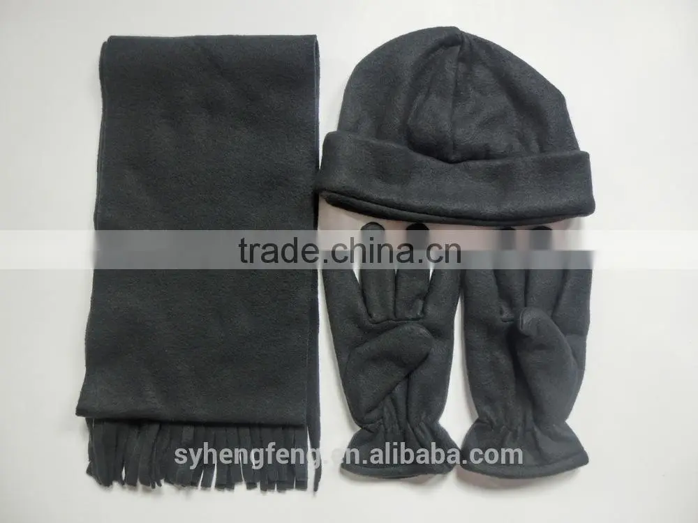 2016 New Polar fleece three-piece including hat scarf and gloves