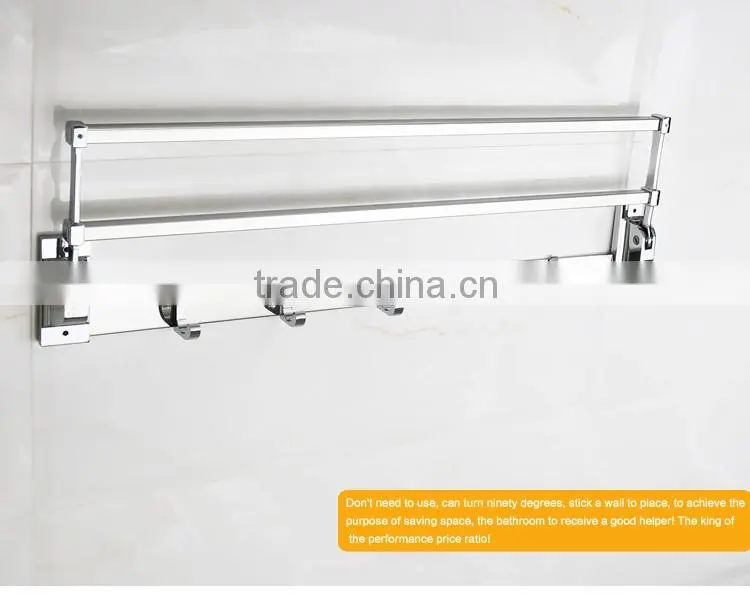 Wesda 90 degree rotation hotel bathroom tmetal towel shelf wall hook 2028