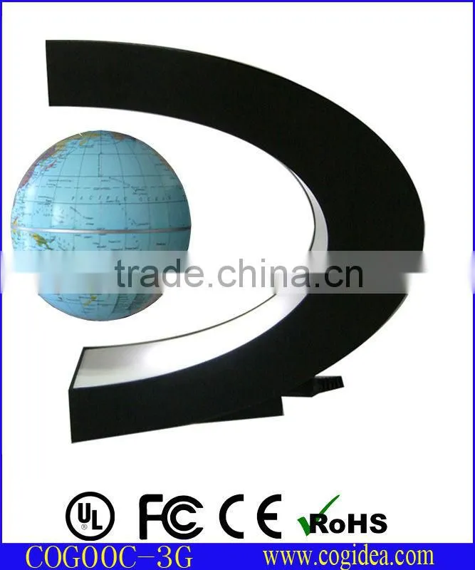 Acrylic 3' magnetic rotating world globe with light