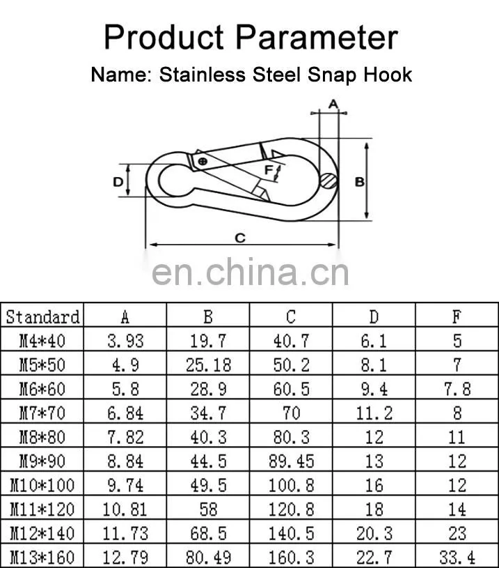 High Quality Swivel Carabiner Spring Snap Hook With Hole