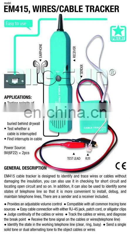 all-sun EM415 Telephone Network Phone Cable Wire Tracker Phone Generator Tester Diagnose Tone Networking Tools