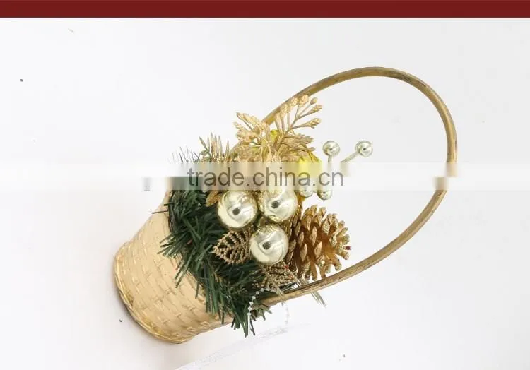 Gold Mini Christmas Tree With XMAS Gift Box And Balls Pendant For Home Decoration