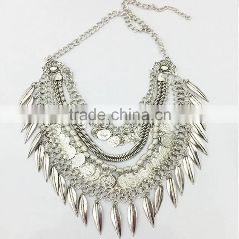 2015 Women imitation jewelry fashion western style necklaces layers rounded necklace