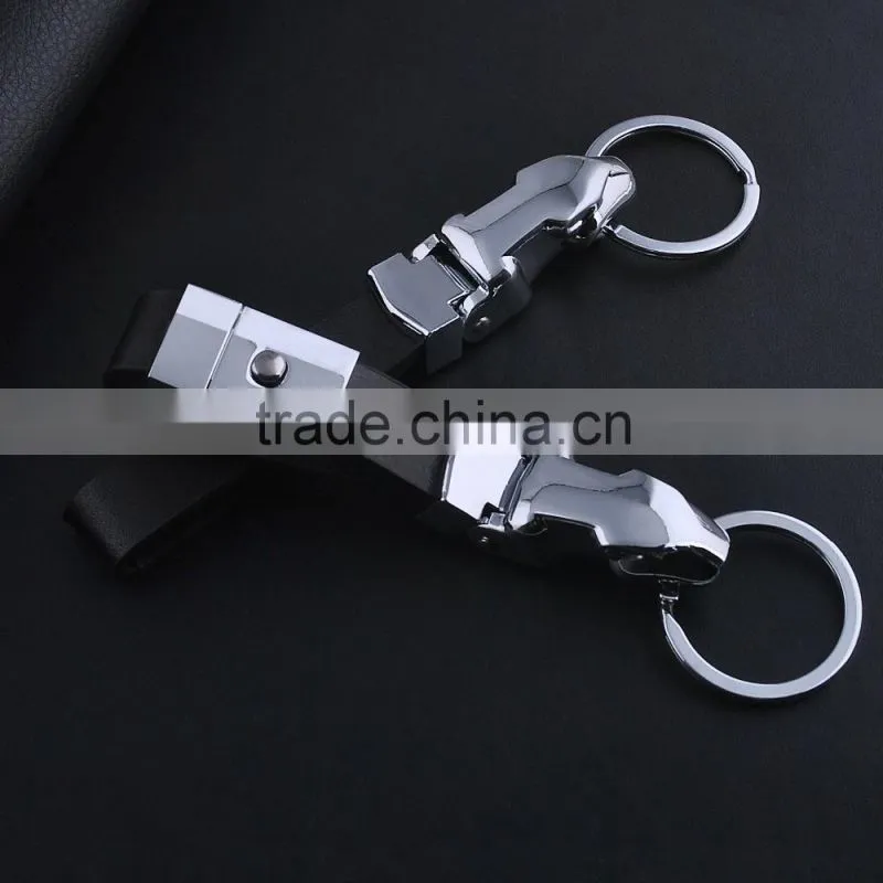 Latest leather key ring holiday gifts Leopard Jaguar head car Keychain