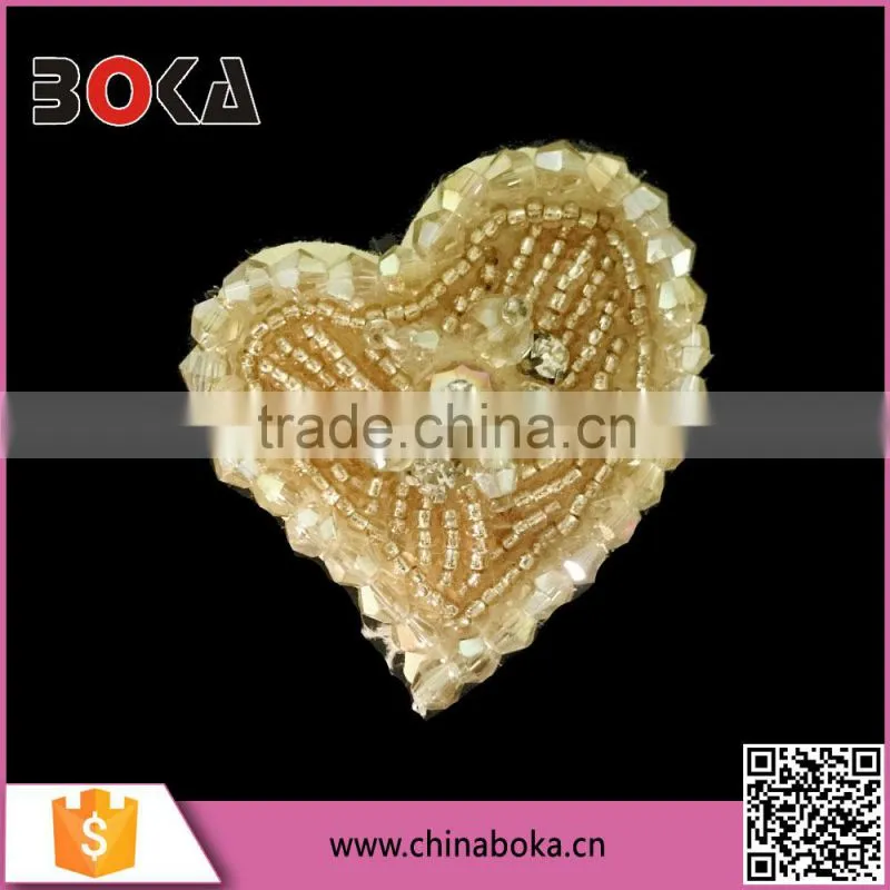 BOKA Handmade Sew-on Crystal Beads Heart Applique