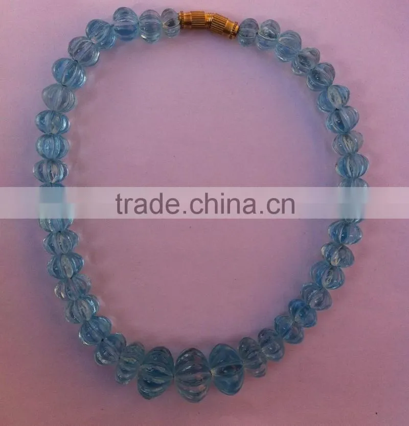 Pumpkin Shaped Blue Topaz Beads