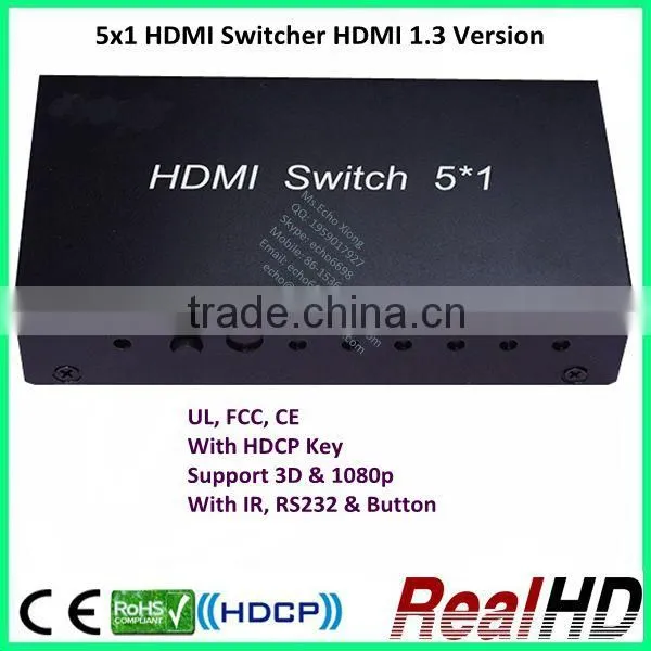 2016 Wonderful Sales 5X1 HDMI Switcher Mini Switcher With Remote