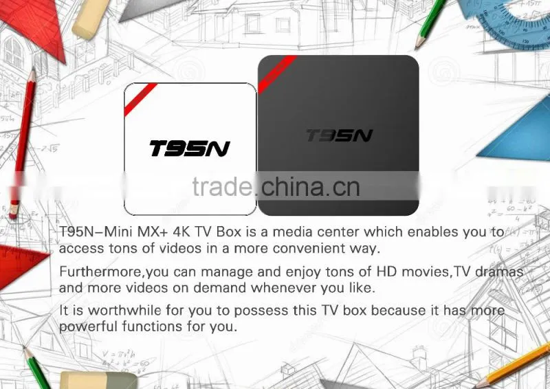 Vensmile T95N Mini MX+ 1GB/8GB Amlogic S905 T95N Mini MX Android 5.1 Smart tv box Kodi 16.0 t95n tv box support 4K
