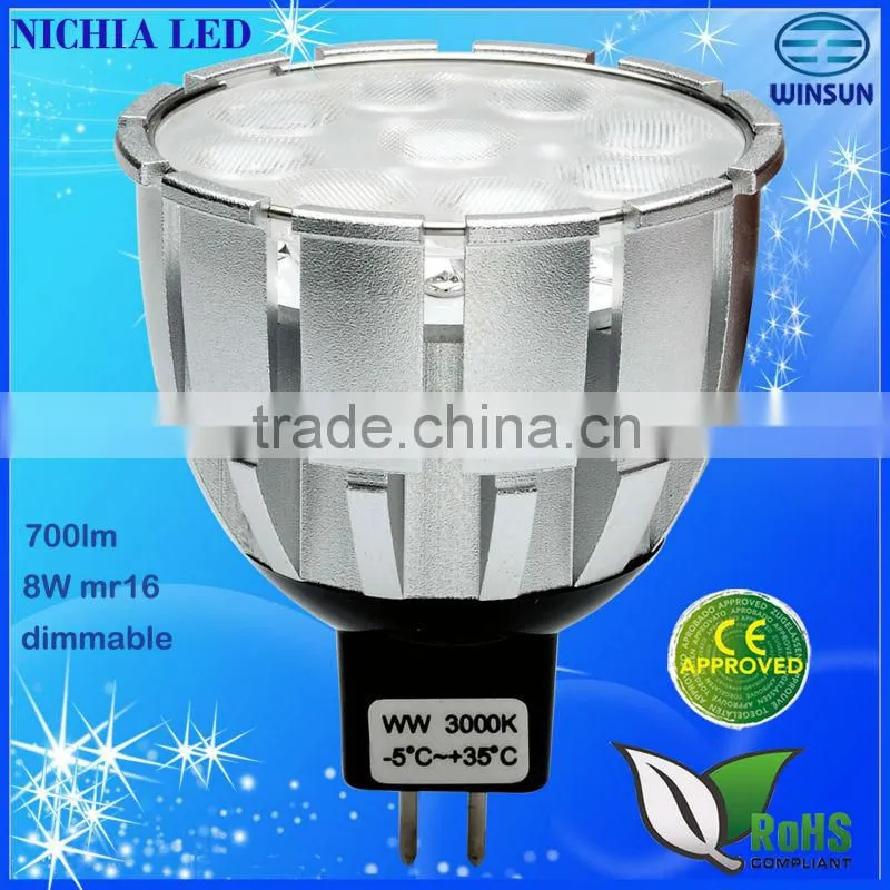 made in China 8W mr16 led lamp led light 12VDC/AC dimmable