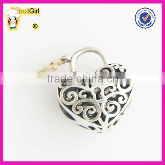 Love Heart Charm 925 sterling silver Key and Lock Charm Beads Jewelry Finding