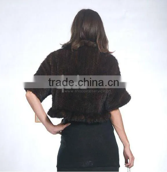 QD10018 Australia Plus Size Clothing Knitted Mink Fur Jacket
