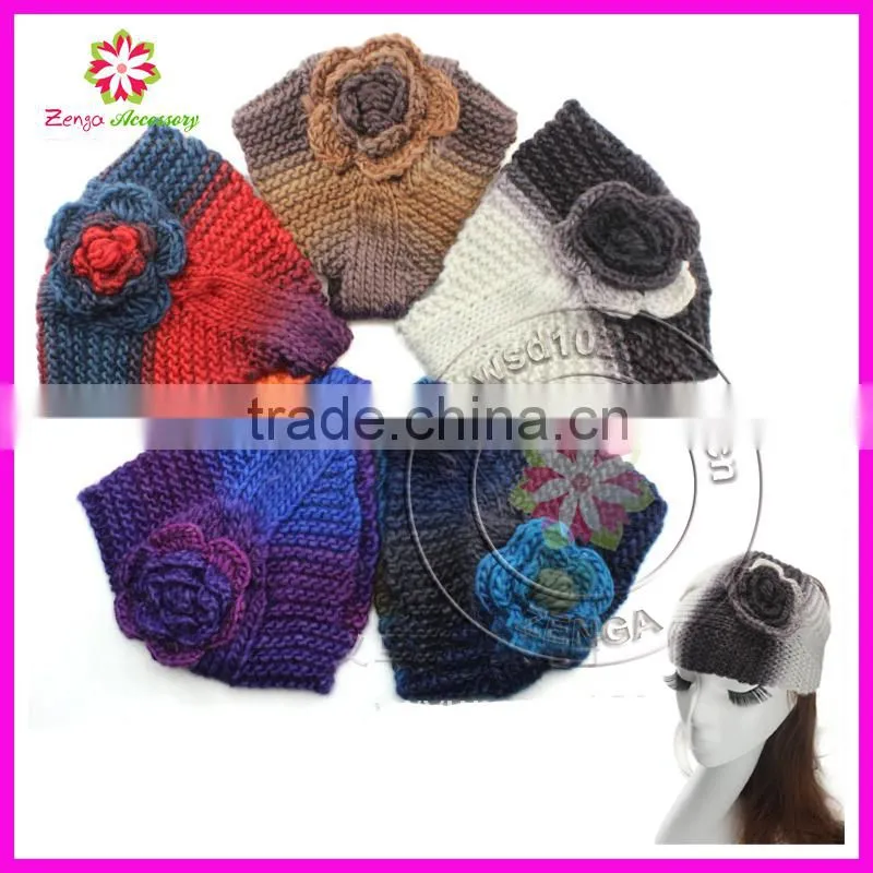 Winter Flower Knit Crochet Headwrap Headband ear warmer headwear wrap hairband