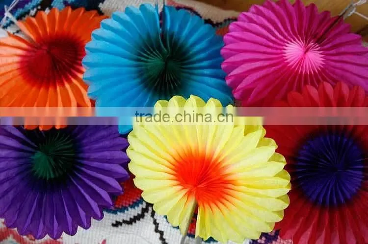 Chinese style paper fan ,tissue paper fan for festival decoration