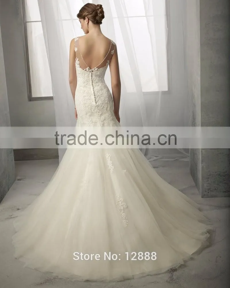 Scoop Neck Backless Mermaid Lace Wedding Dress Vestidos De Novias Bridal Gowns New Arrival