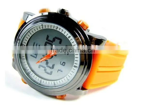 Fashion men digital watch fancy silicone band watch dual movement watch for men