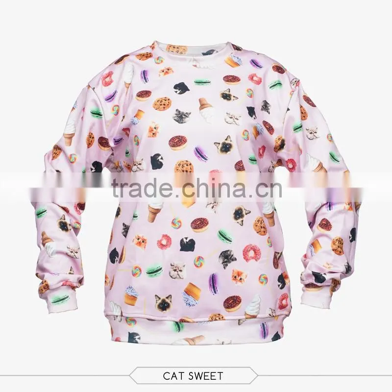 New design round neck pullover, custom 3D sublimation plain sweatshirt