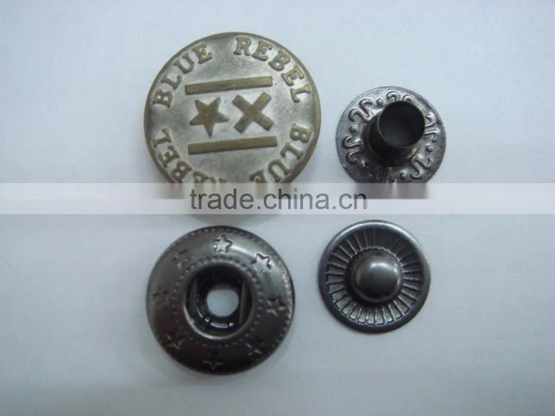 17mm metal 4 parts snap on button emergency panic button