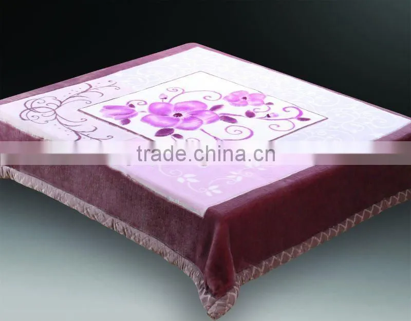 100% polyester printed and special carving raschel blanket 5kg