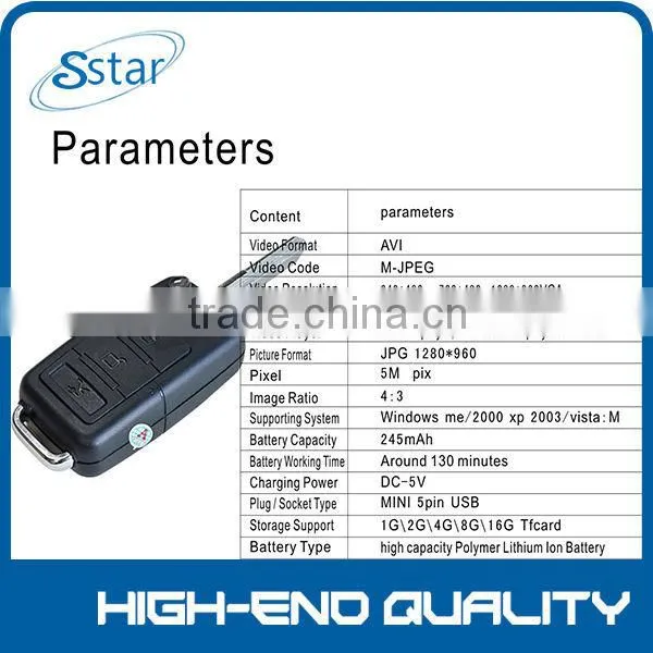 720p hidden camera with car key new style