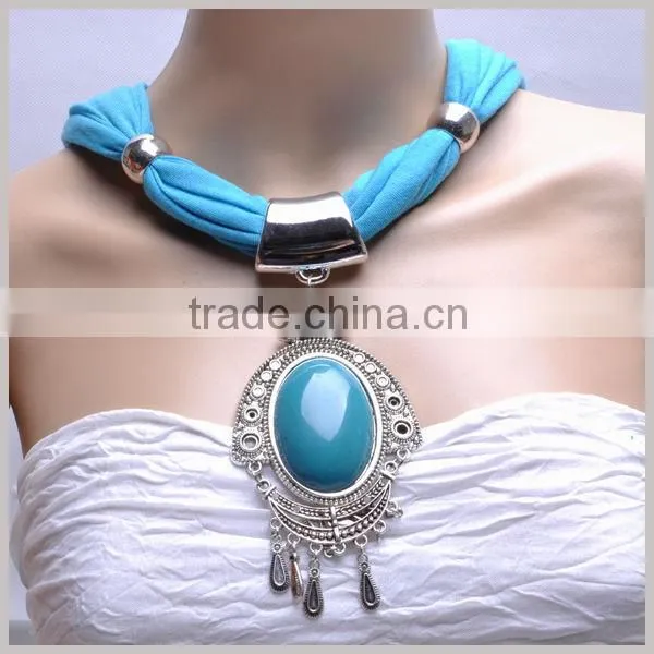 Oval Turquoise Stone Jewelry Slide Scarves