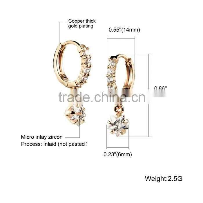 women fashion trend gift cubic zircon 2016 hot hanging earring