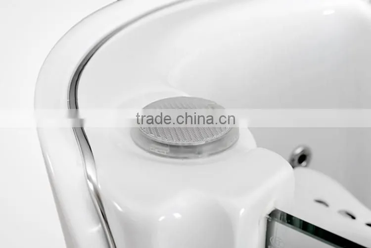 indoor freestanding bathtub with sports bicycle