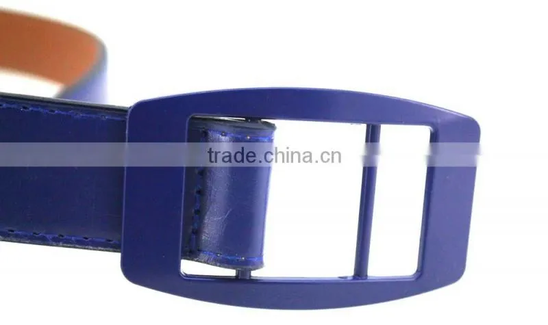 HOT 1 inch fashion PU leather belt dress for women with blue leather in yiwu
