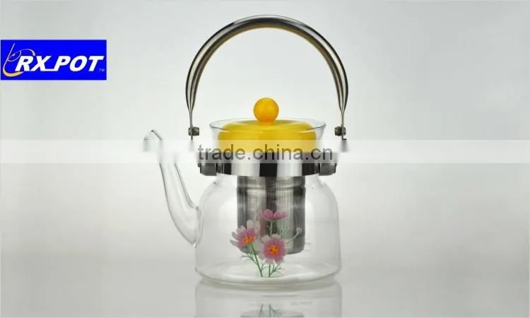 Creative Life Series - Glass Tea Pot + Tea Infuser Strainer ,Lead-free Heat-resistant Borosilicate Glass 600B/1400B/2000B