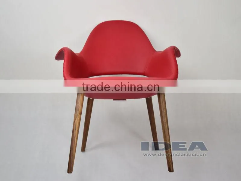 Replica Eero Saarinen Organic Chair - Red Genuine Leather