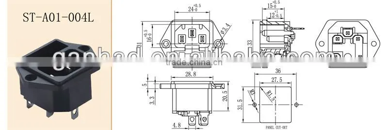 C14 plug socket with switch