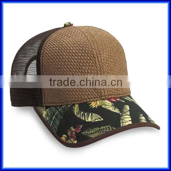 casual style custom straw pattern baseball cap snapback hat