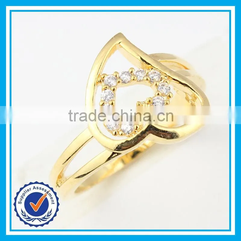 Factory direct sale plated gold zircon heart-shaped metal rings