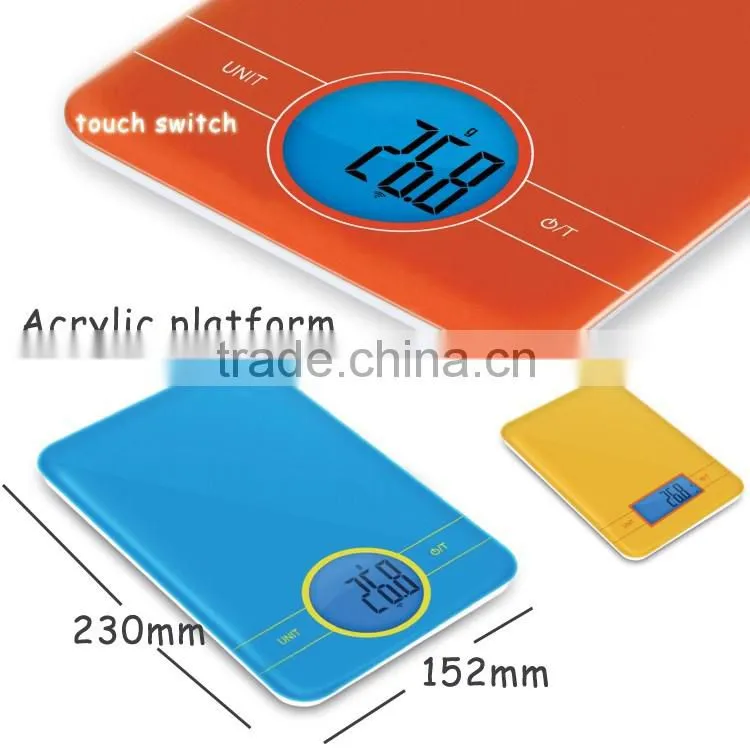 Acrylic round display kitchen scales 5kg/division 1g