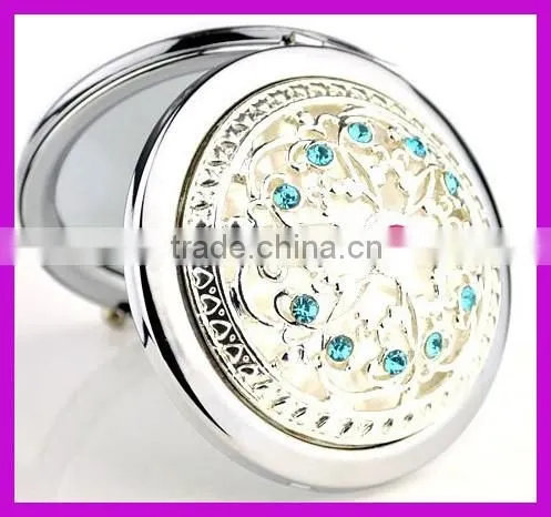 Factory customized rhinestone crystal bling compact mirror