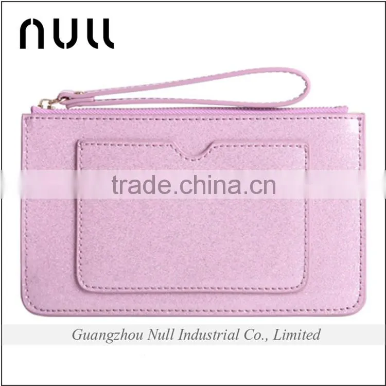 Hot Selling Candy Colorful Patent Leather Outside Pocket Zipper PU Wallet for Girl